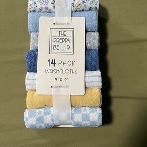 Preppy Bear 14-Pack Baby Washcloths - Blue & Yellow